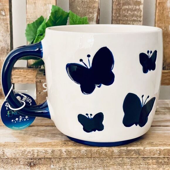 NWT Disney Magenta Encanto Born to be Me White Navy Blue Butterflies Ceramic Mug - Picture 3 of 12